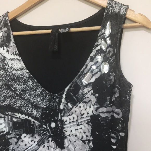 Desigual black and white peplum mini dress M - Picture 5 of 16